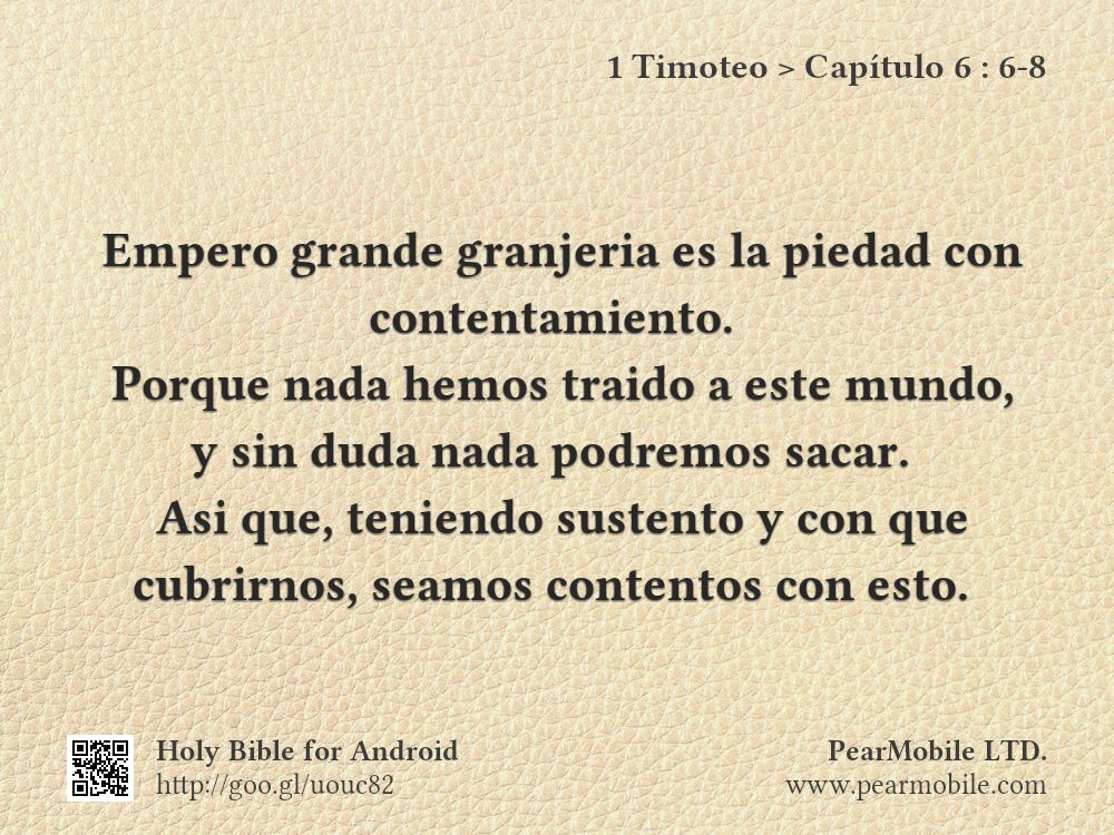 1 Timoteo, Capítulo 6:6-8